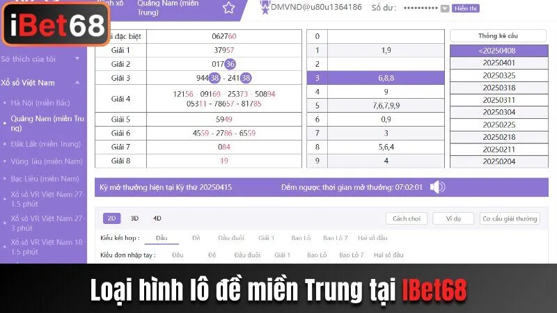 Loại hình lô đề miền Trung tại Ibet68