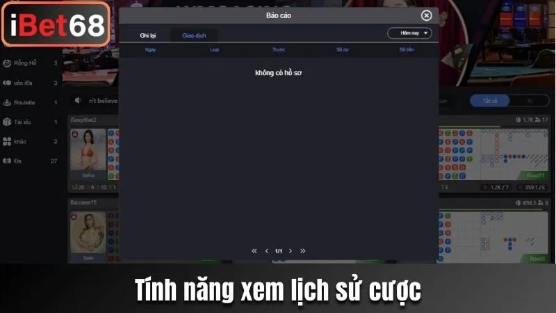 Tính năng xem lịch sử cược thuận tiện được WM cung cấp